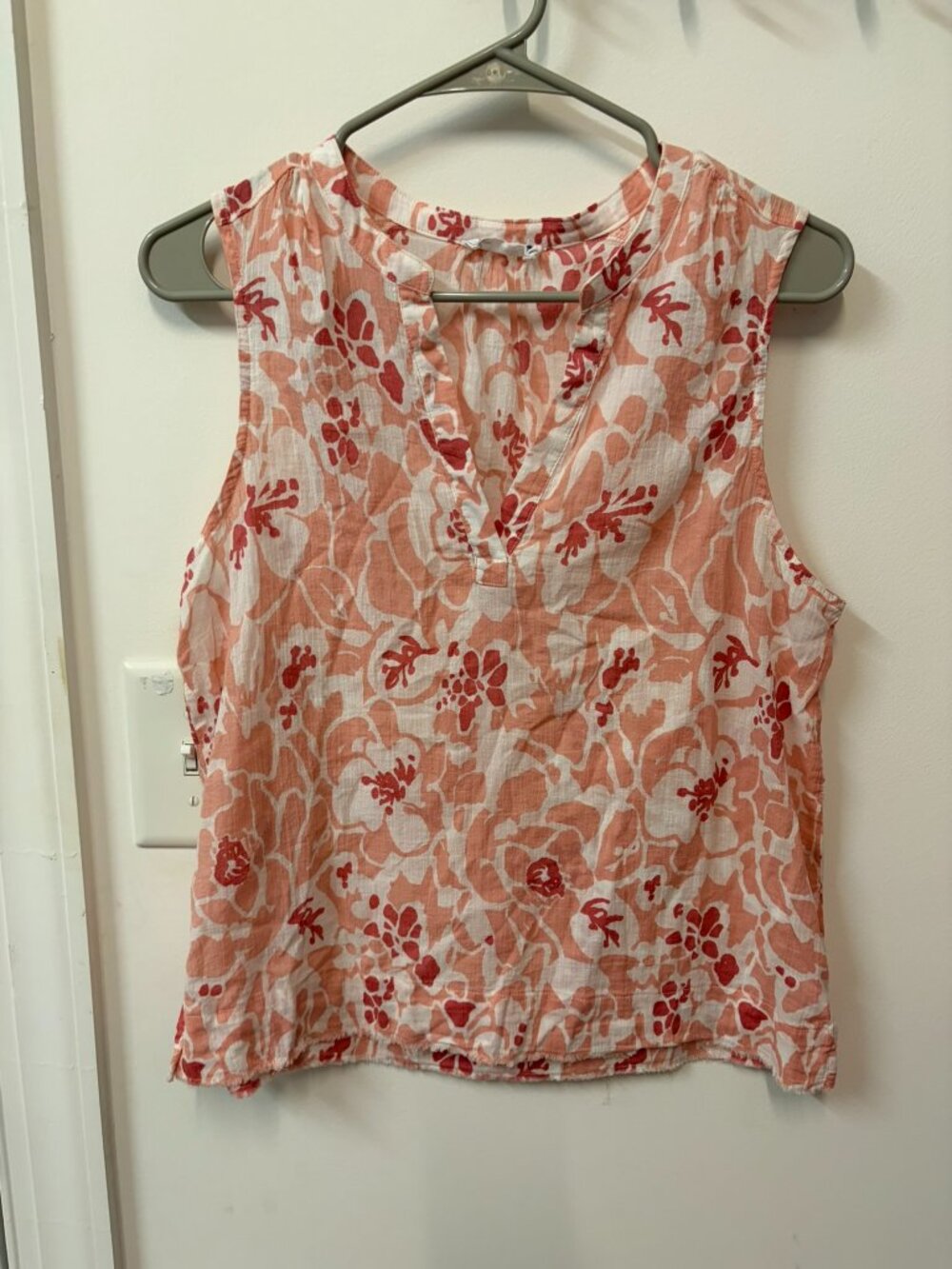 Carve Designs Dylan Tank (coral and white abstract floral)